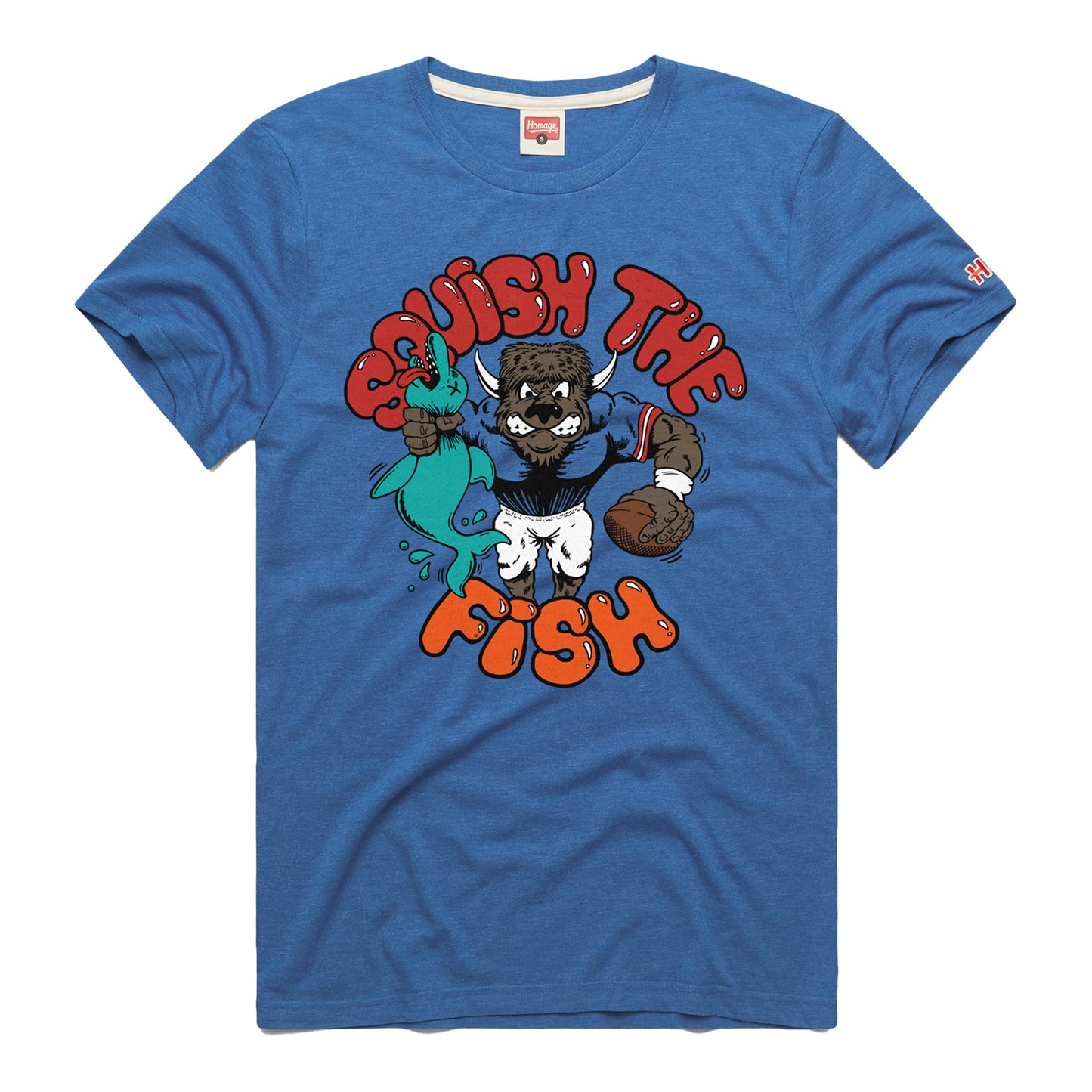 Buffalo Bills Homage Squish the Fish T-Shirt In Blue - Front View