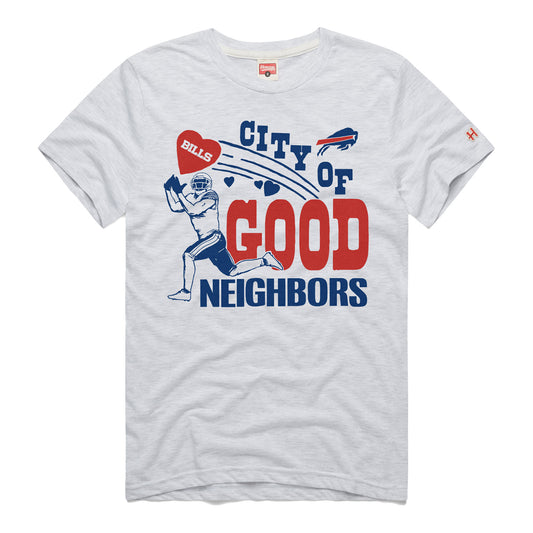 Buffalo Bills City of Good Neighbors Homage T-shirt In Grey - Front View