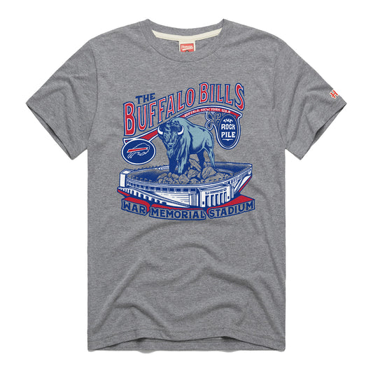 Buffalo Bills Homage War Memorial Stadium T-Shirt In Grey - Front View