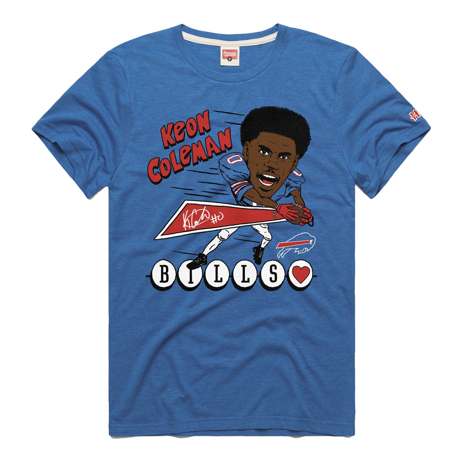 Homage Bills Keon Coleman T-Shirt In Blue - Front View