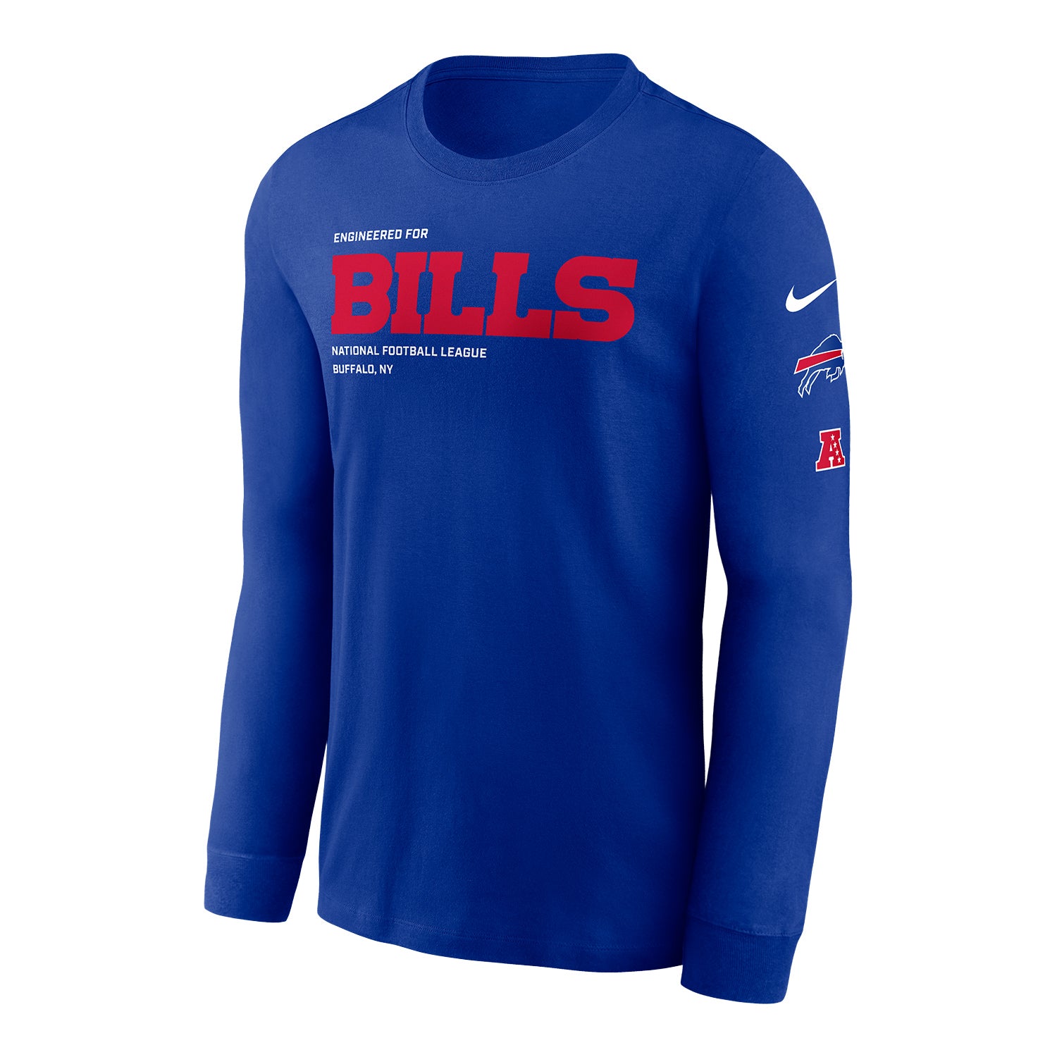Buffalo Bills Nike Long Sleeve Wordmark T-Shirt In Blue - Front View