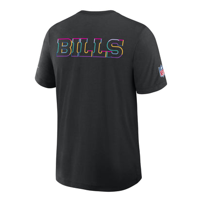 Buffalo Bills Nike 2025 Crucial Catch Tri-Blend T-Shirt In Black - Back View