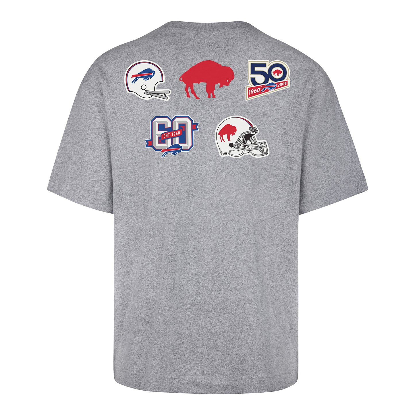 Buffalo Bills Farewell Season History Lock T-Shirt In Grey - Back View