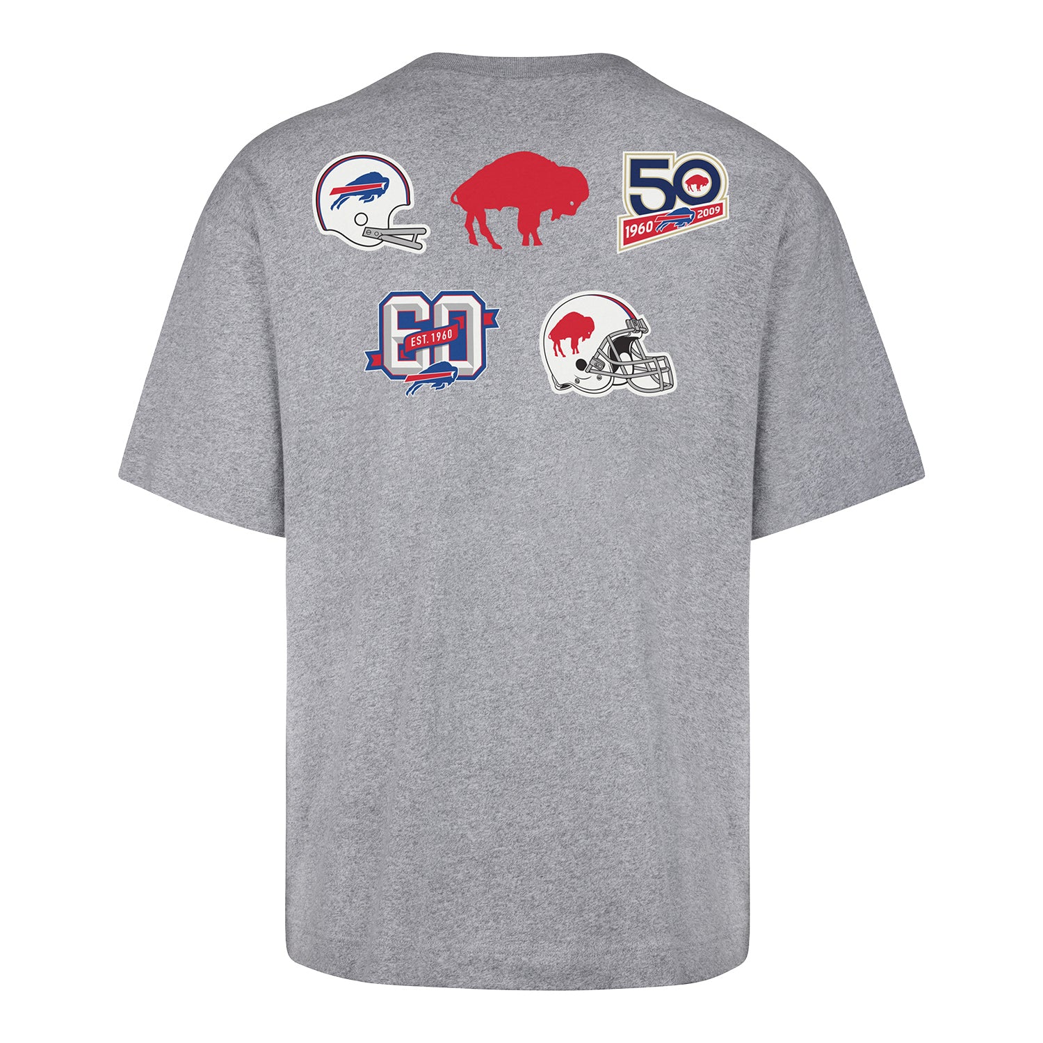 Buffalo Bills Farewell Season History Lock T-Shirt In Grey - Back View