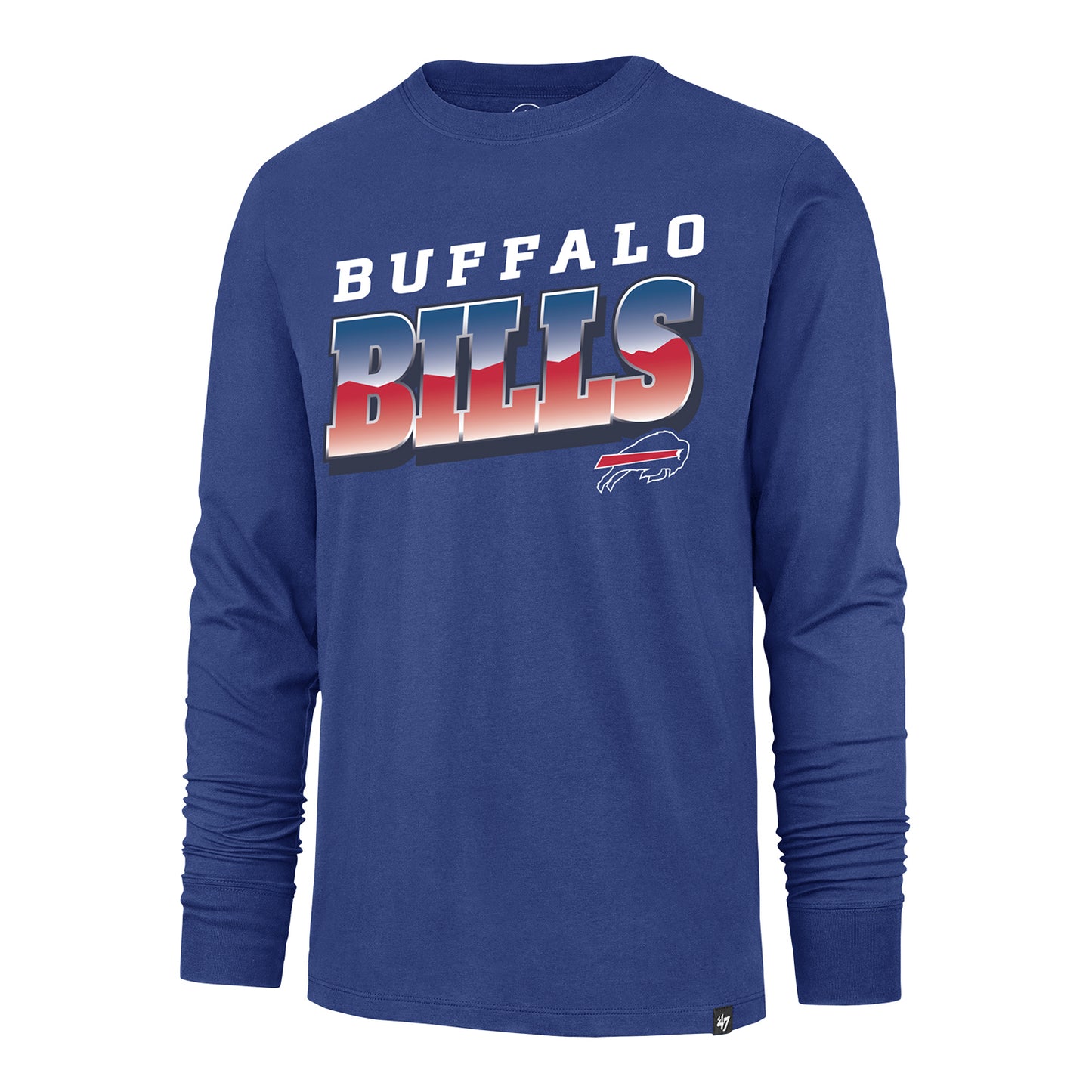 Buffalo Bills Long Sleeve Franklin Gradient T-Shirt In Blue - Front View