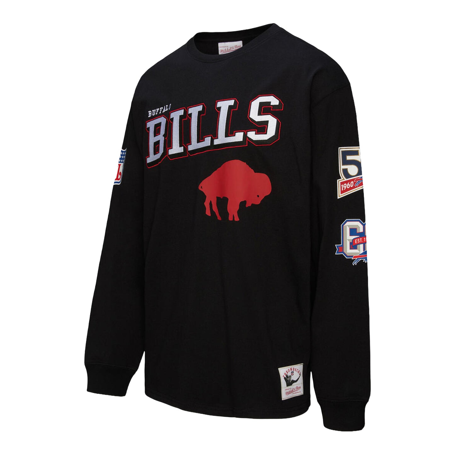 Buffalo Bills Standing Buffalo T-Shirt by Mitchell & Ness In Black - Side View