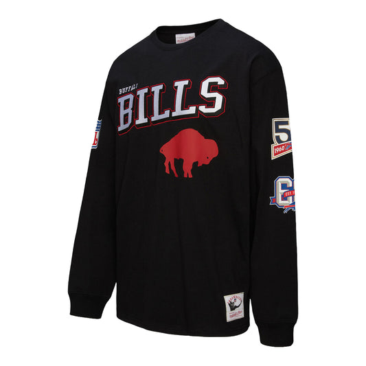 Buffalo Bills Standing Buffalo T-Shirt by Mitchell & Ness In Black - Side View