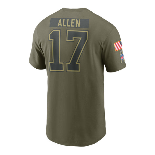 Nike Buffalo Bills 2025 Salute To Service Josh Allen Name & Number T-Shirt In Green - Back View