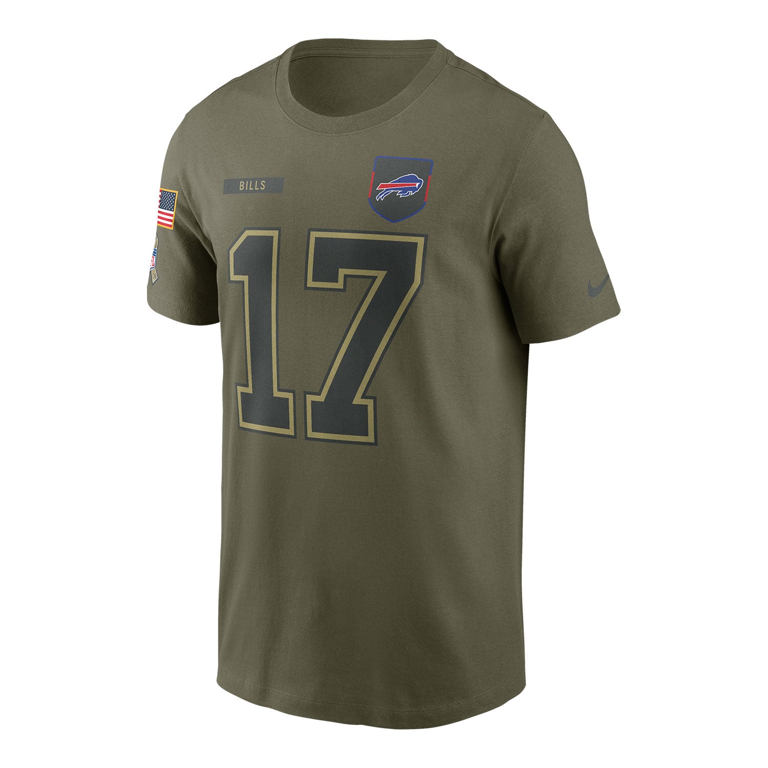 Nike Buffalo Bills 2025 Salute To Service Josh Allen Name & Number T-Shirt In Green - Front View