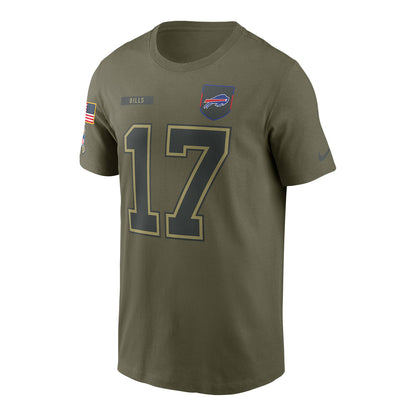 Nike Buffalo Bills 2025 Salute To Service Josh Allen Name & Number T-Shirt In Green - Front View