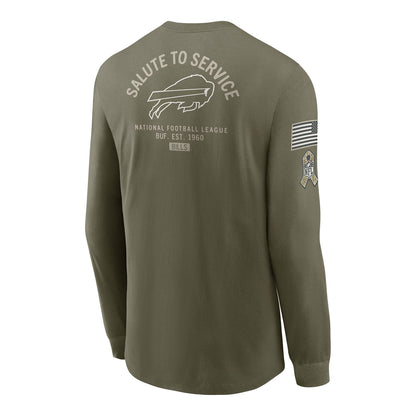 Buffalo Bills Nike 2025 Salute to Service Long Sleeve T-Shirt In Green - Back View