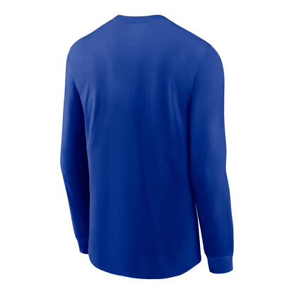 Buffalo Bills Nike Rewind Classic Logo Long Sleeve T-Shirt In Blue, White & Red - Back View
