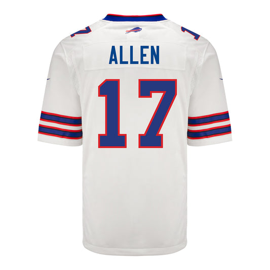 Youth Nike Game Away Josh Allen Jersey In White - Back View