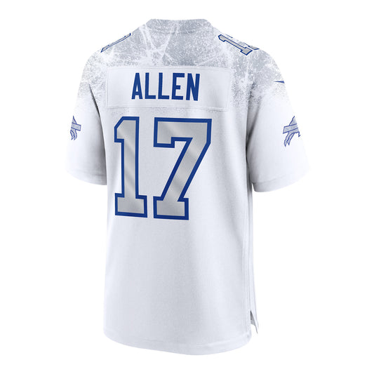 Josh Allen Buffalo Bills Nike Game Rivalry Series Jersey In White, Silver & Blue - Back View