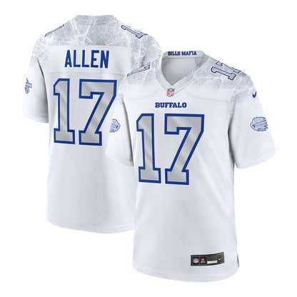 Josh Allen Buffalo Bills Nike Game Rivalry Series Jersey In White, Silver & Blue - Combined Front & Back View