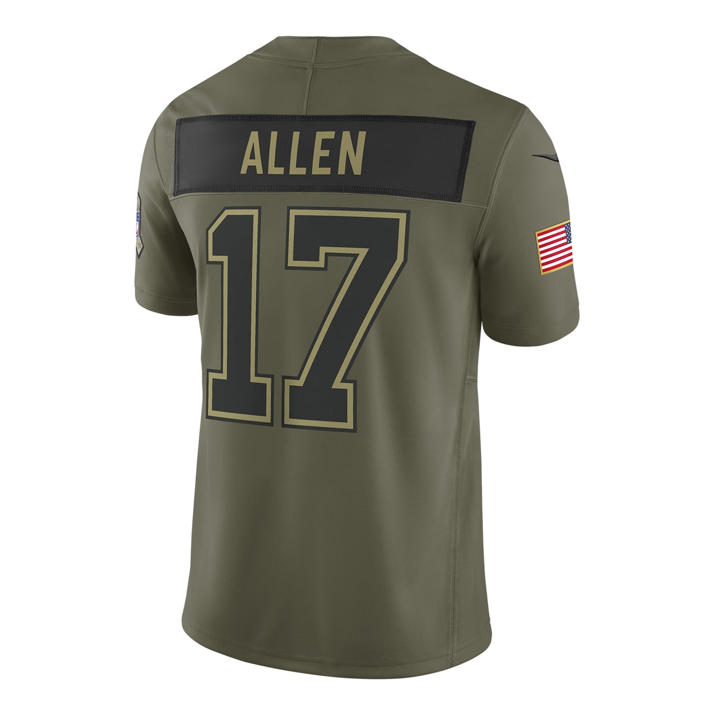 Buffalo Bills Nike 2025 Salute to Service Josh Allen Vapor F.U.S.E. Limited Jersey In Green - Back View