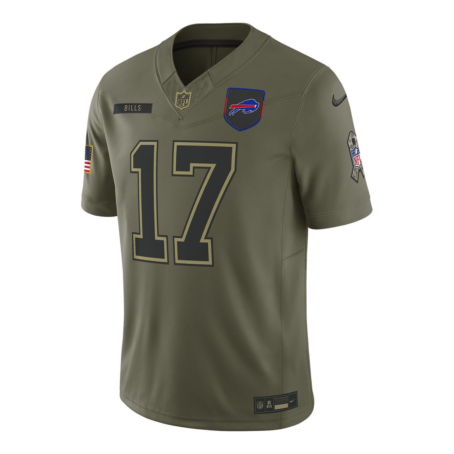 Buffalo Bills Nike 2025 Salute to Service Josh Allen Vapor F.U.S.E. Limited Jersey In Green - Front View