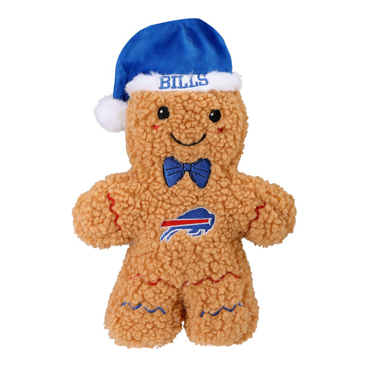 Buffalo Bills 10 in Sherpa Gingerbread Man Plush In Brown - Front View