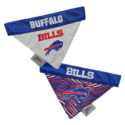 Buffalo Bills Zubaz Reversible Pet Bandana In Grey & Blue - Front View