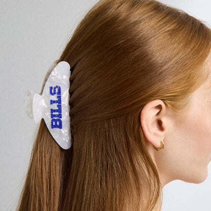 Buffalo Bills Wordmark Claw Hair Clip In White - Front View On Model