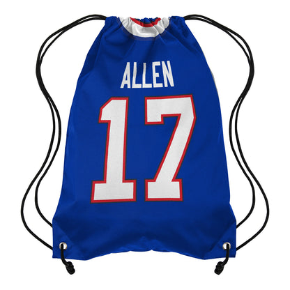 Josh Allen Jersey Drawstring Bag In Blue - Back View