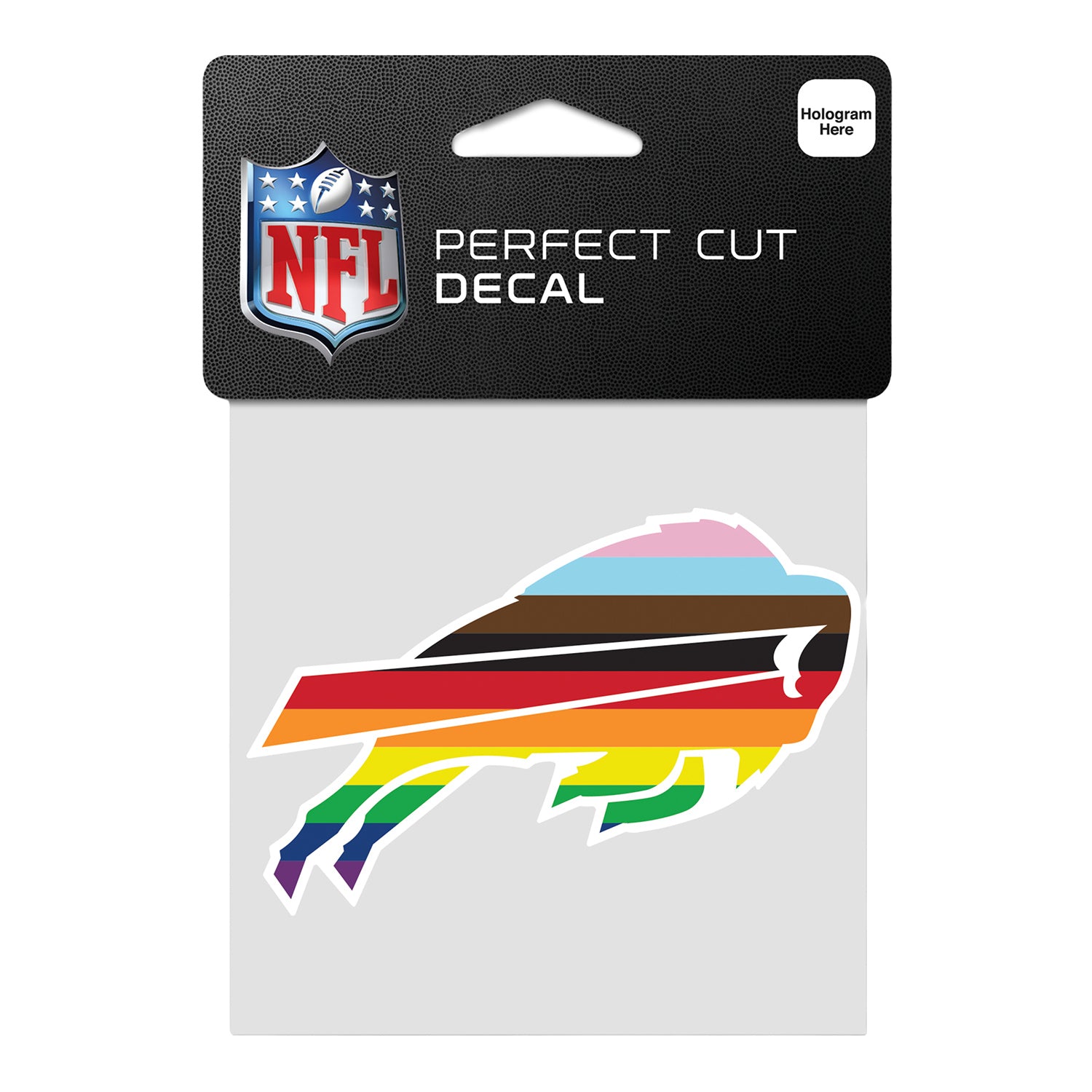 Buffalo Bills 4 x 4 Pride Decal In Rainbow - Front View