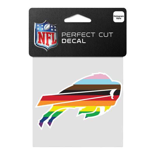 Buffalo Bills 4 x 4 Pride Decal In Rainbow - Front View