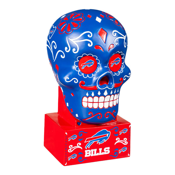Bills Sugar Skull Statue In Blue & Red