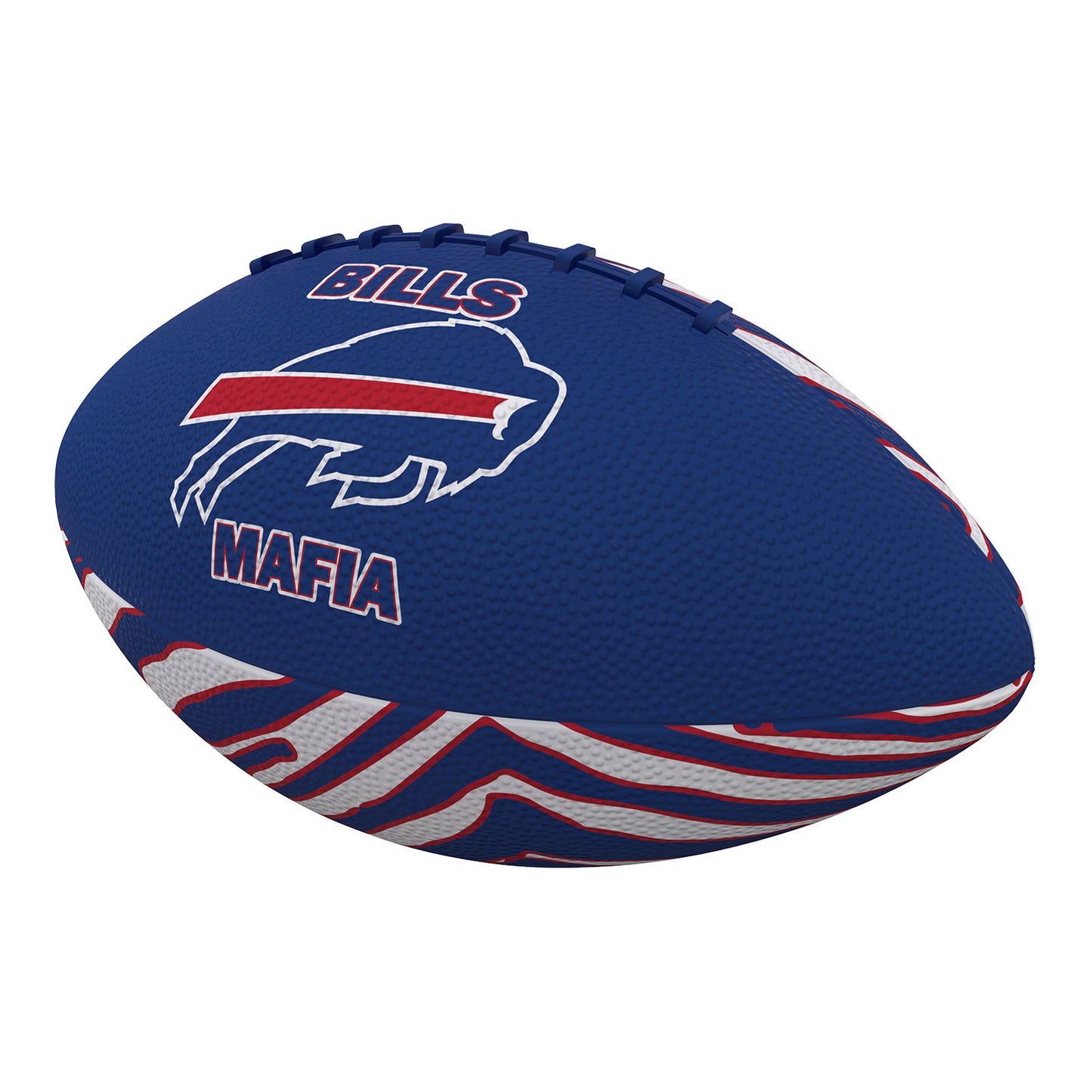 Bills Mafia Junior Sized Rubber Football In Blue - Right Side View