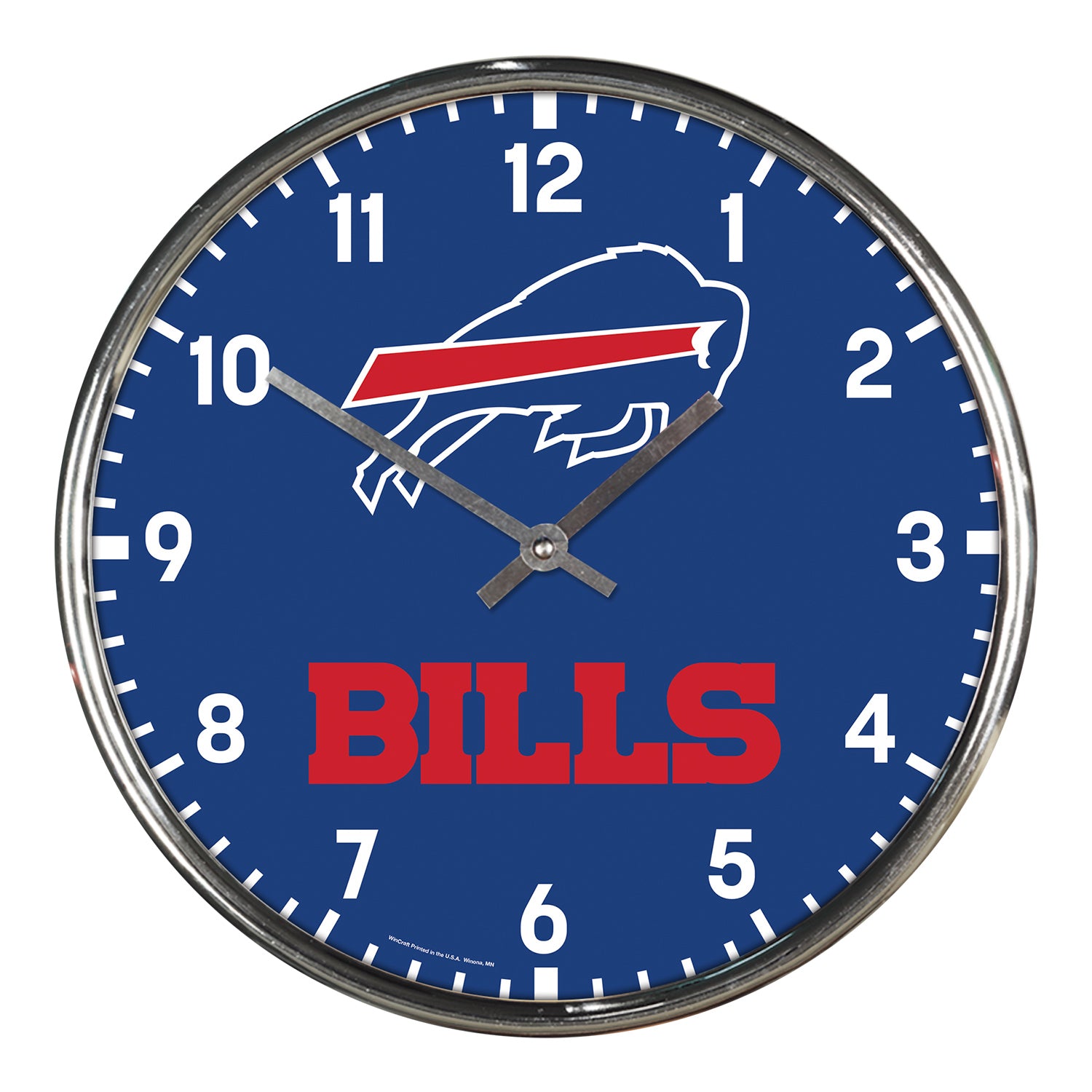 Buffalo Bills Wincraft Chrome Clock - Front View