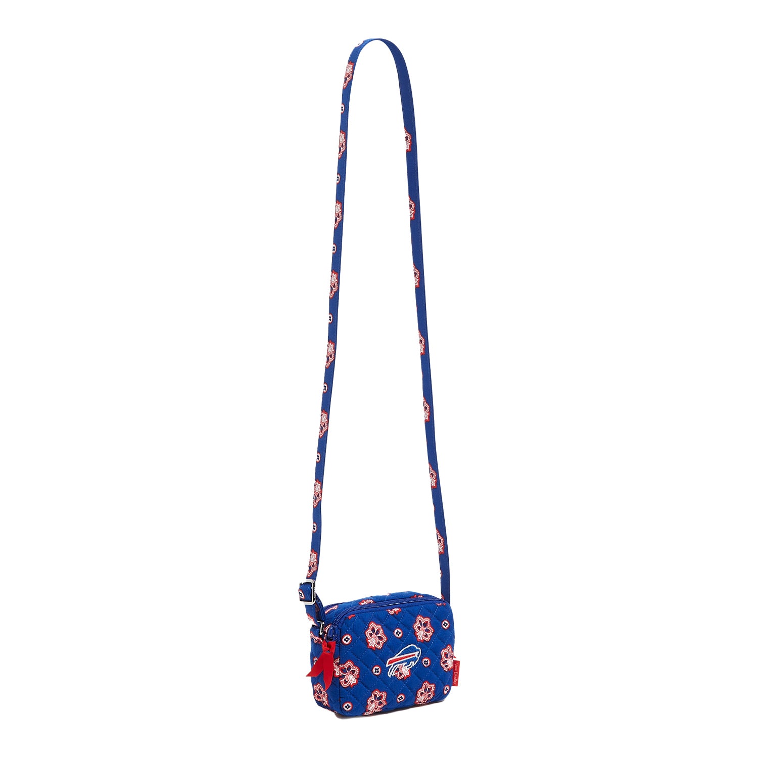 Bills Vera Bradley RFID Small Stadium Crossbody In Blue & Red - Front View Of Bag With Strap Fully Extended