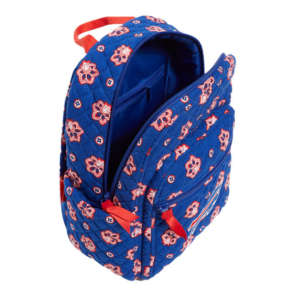 Bills Vera Bradley Small Backpack In Blue & Red - Top View With Backpack Opened