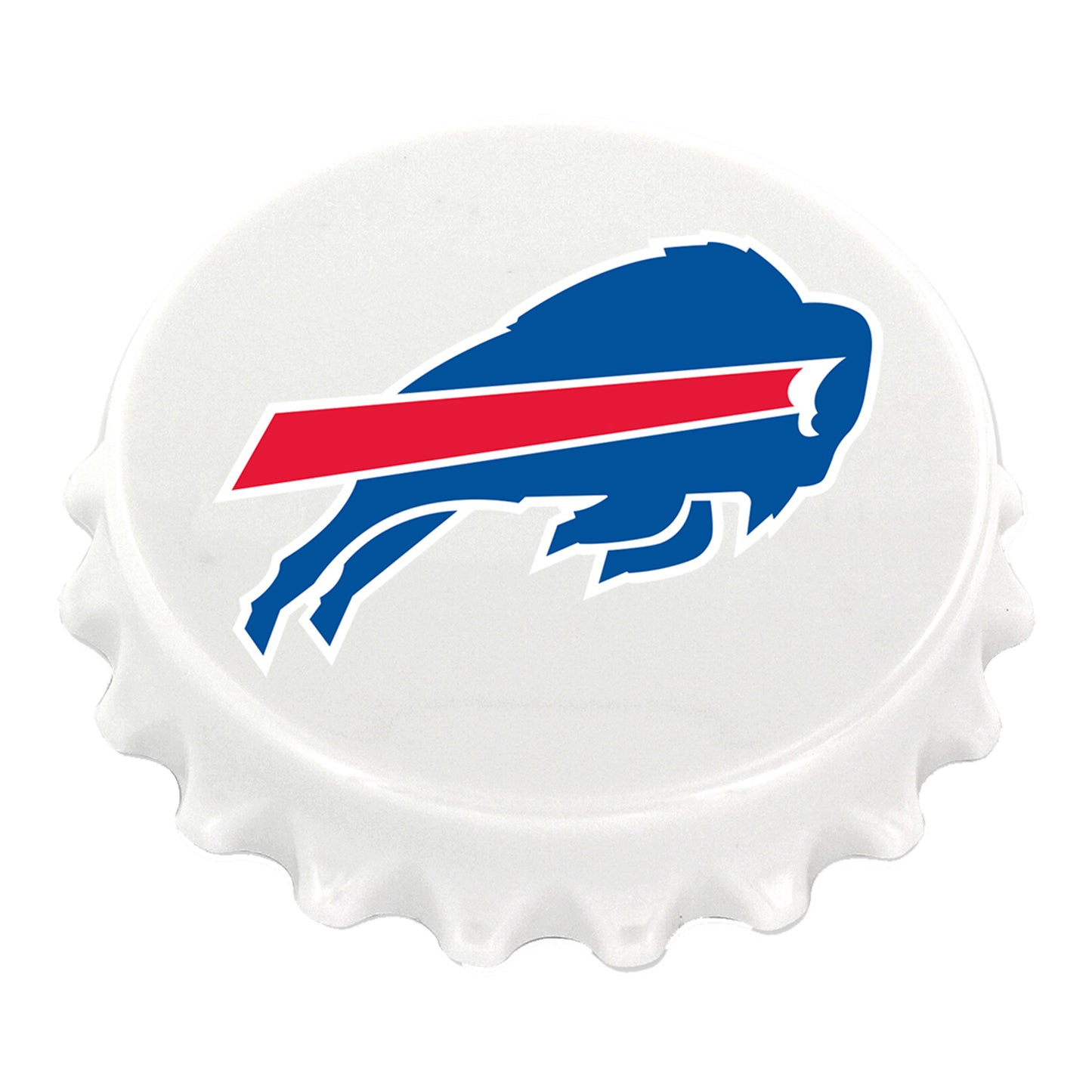 Buffalo Bills Bottle Cap Opener Magnet In White - Top View