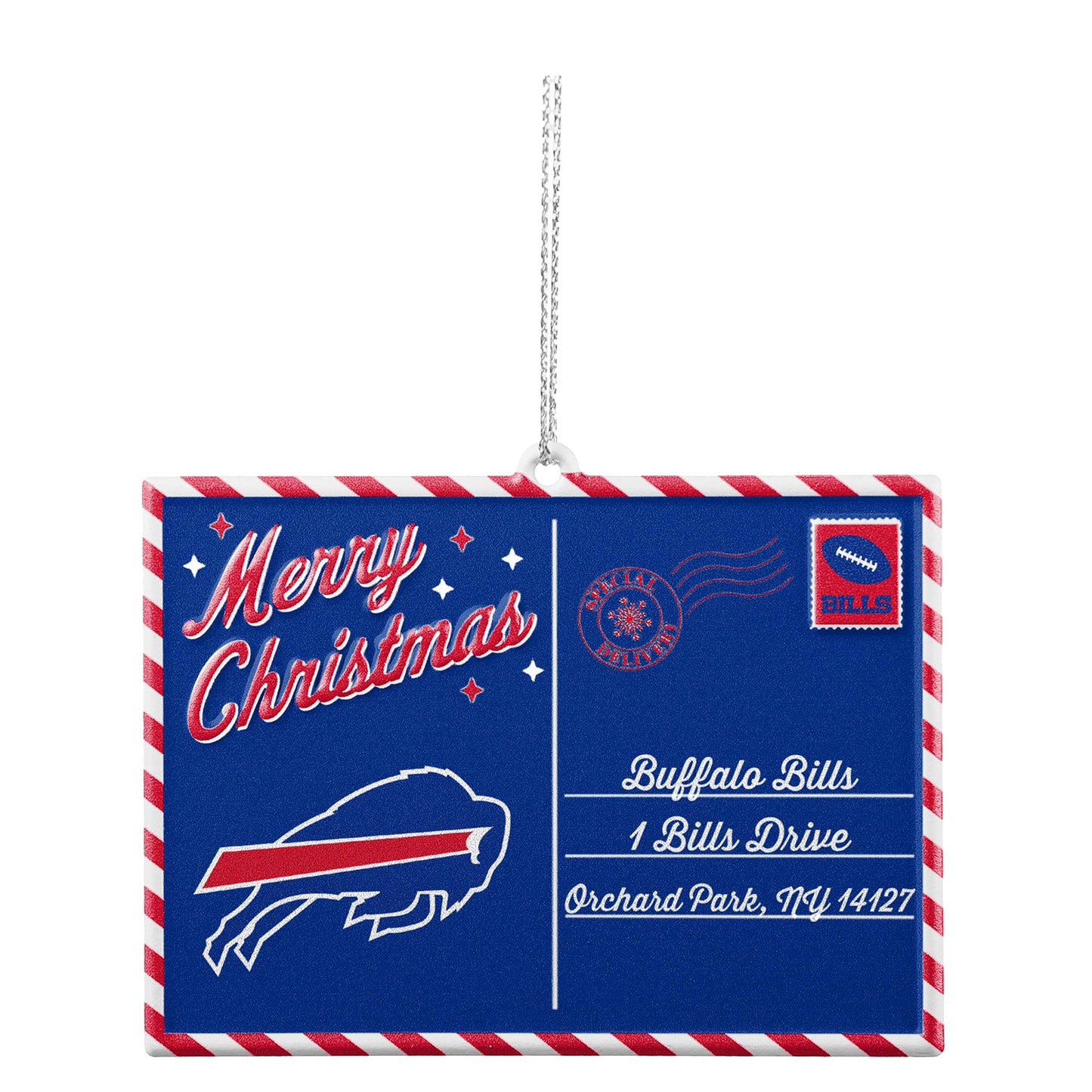 Buffalo Bills Postcard Ornament In Blue - Front View