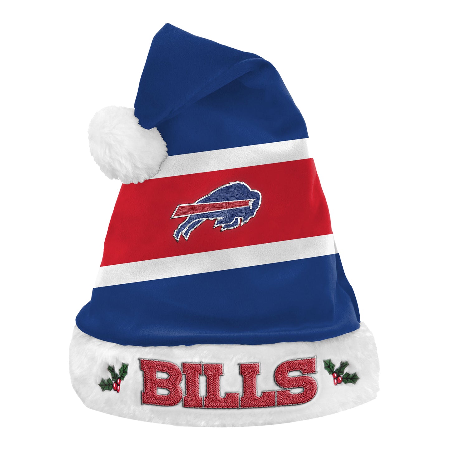 Buffalo Bills Embroidered Santa Hat In Blue, Red & White - Front View