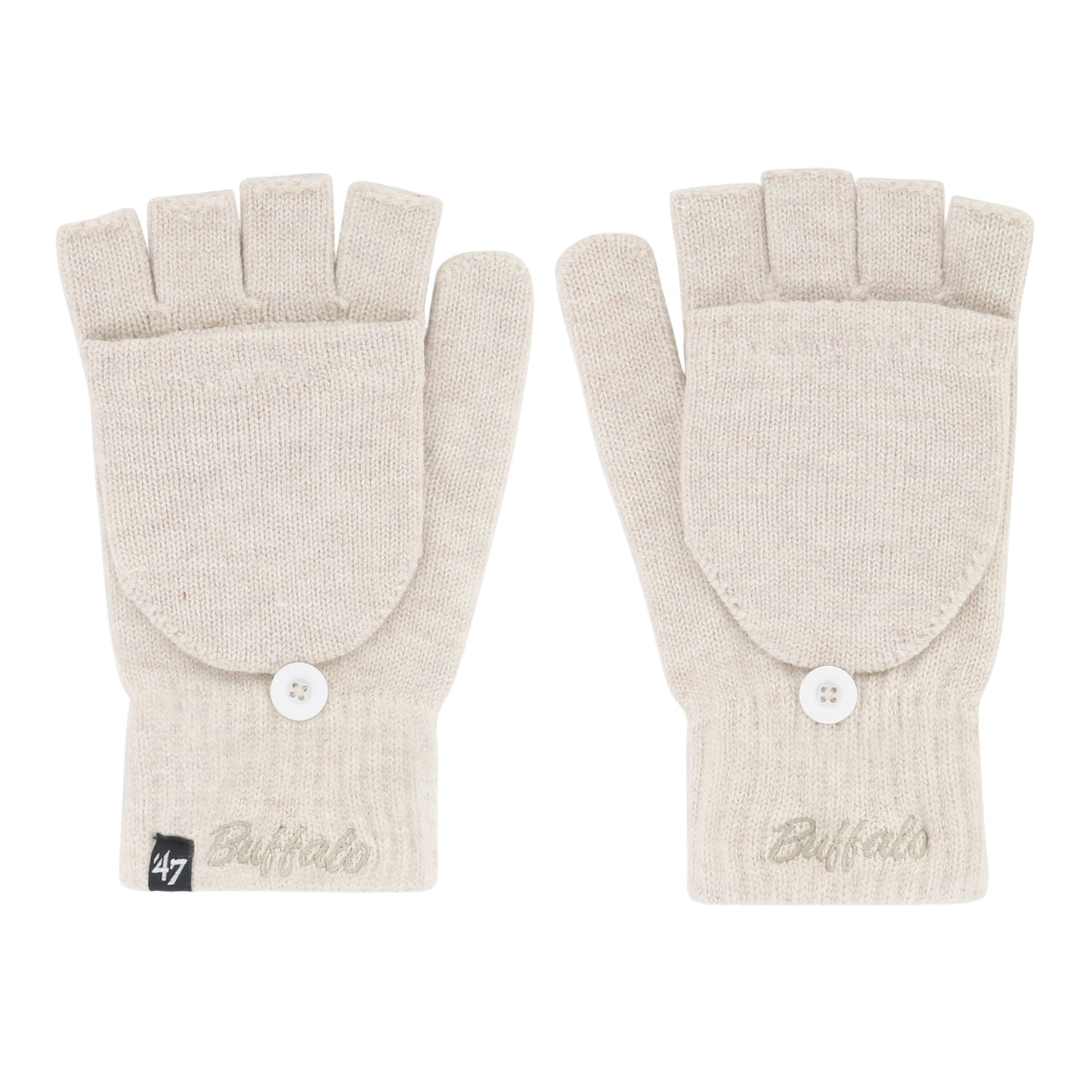 Buffalo Bills Latte Finger Cover Gloves In Cream - Folded View