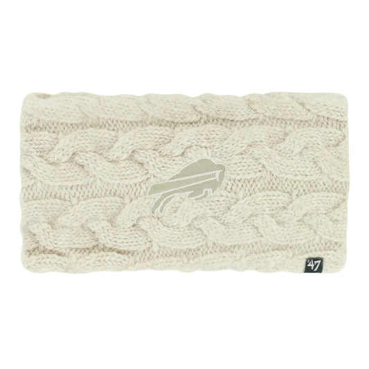 Buffalo Bills Latte Braid Headband In Cream - Front View