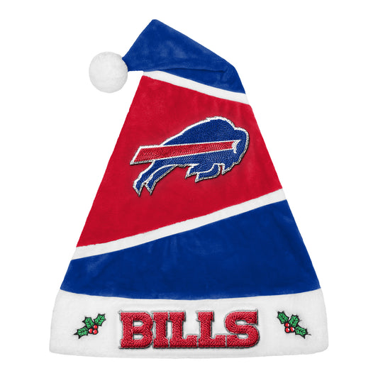 Buffalo Bills Embroidered Santa Hat In Blue, Red & White - Front View