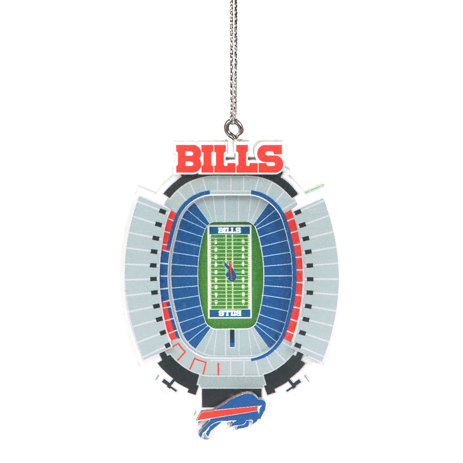 Buffalo Bills Wood Stadium Ornament In Multi-Color - Front View