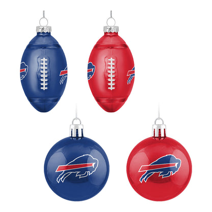 Buffalo Bills Team Holiday 24 Pack Ornament Set In Blue & Red - Front View