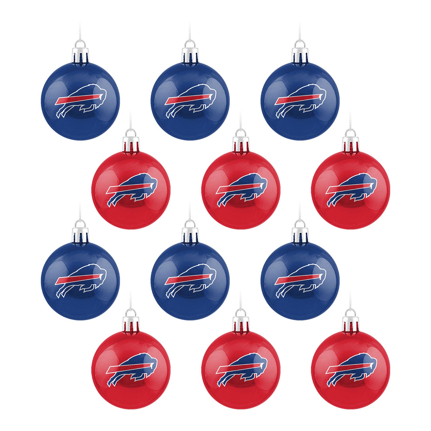 Buffalo Bills Team Holiday 24 Pack Ornament Set In Blue & Red - Balls Front View