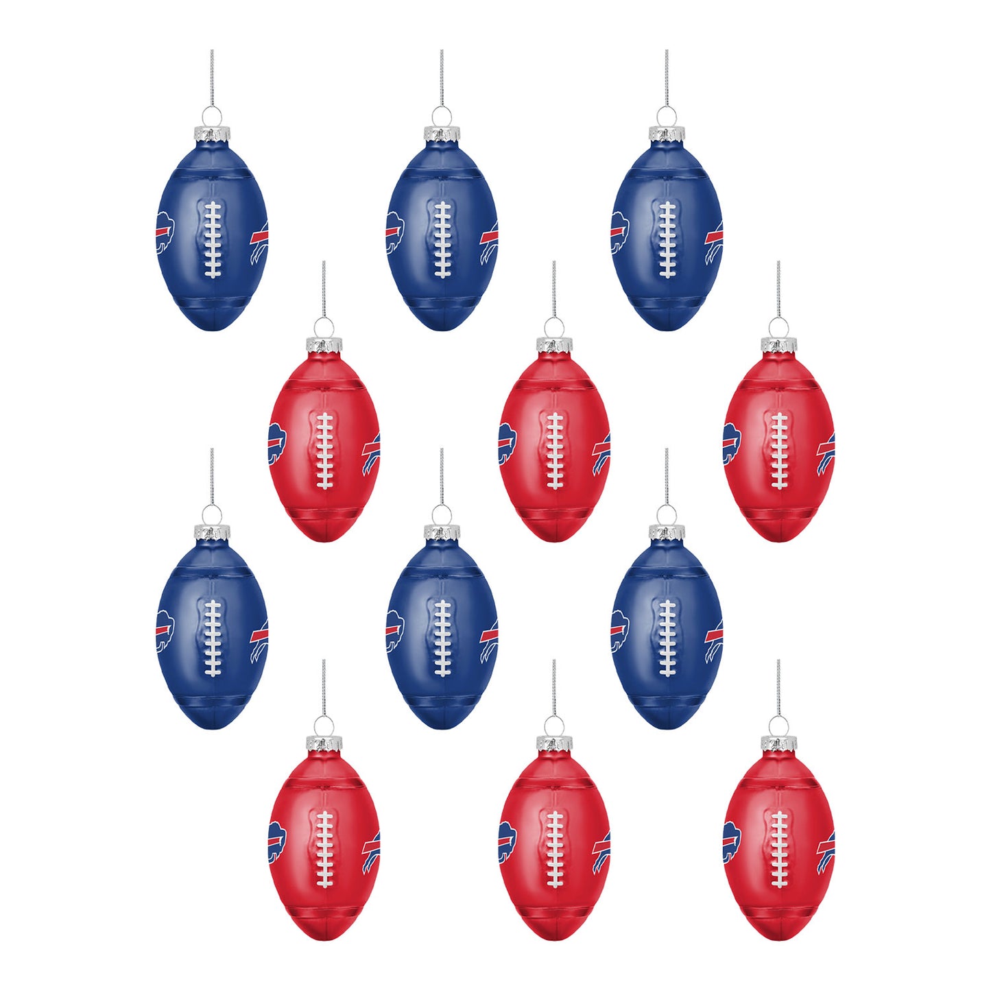 Buffalo Bills Team Holiday 24 Pack Ornament Set In Blue & Red - Football Front View