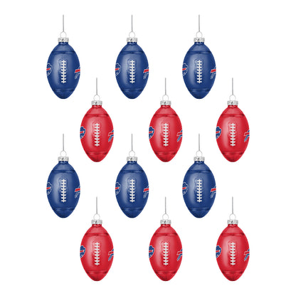 Buffalo Bills Team Holiday 24 Pack Ornament Set In Blue & Red - Football Front View