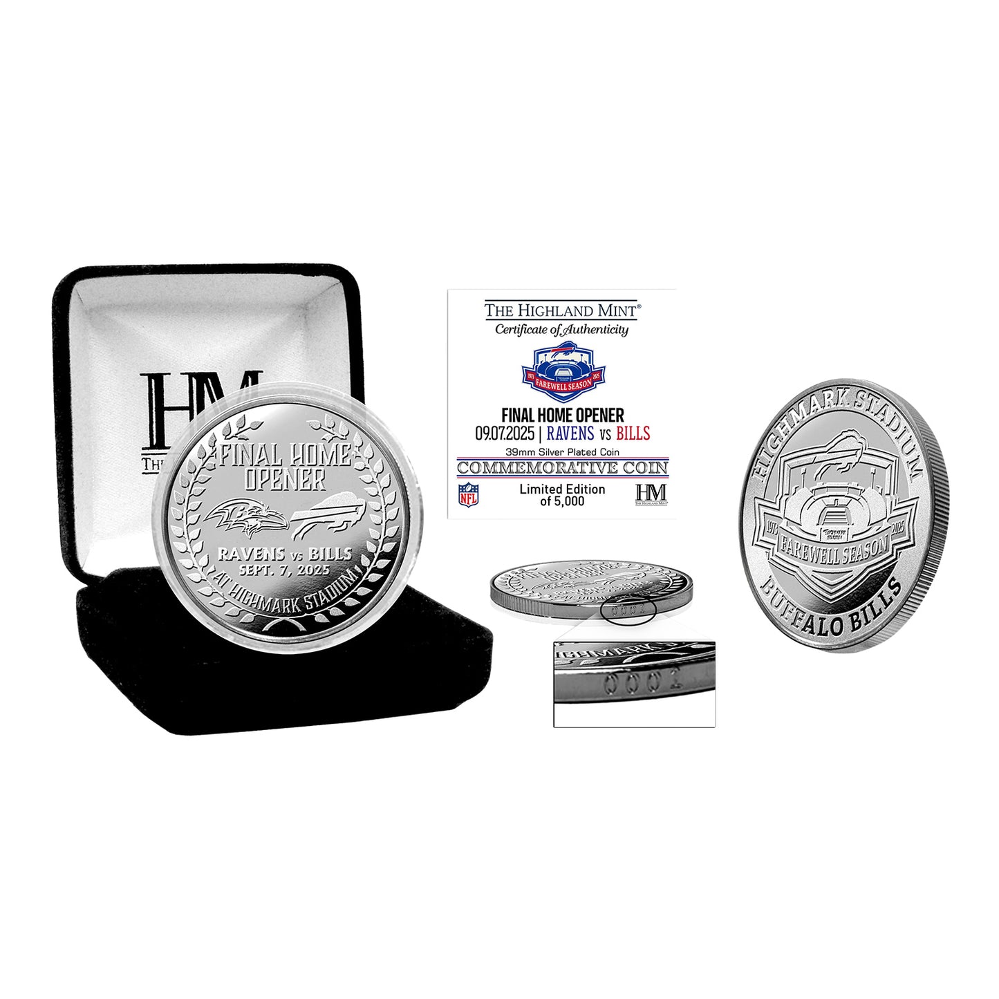 Buffalo Bills 2025 Home Opener Silver Game Coin In Silver - Front View