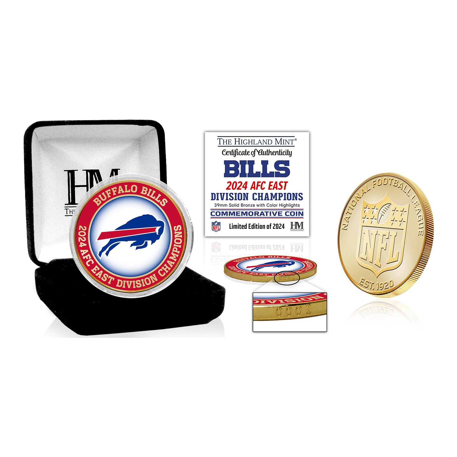 Buffalo Bills Highland Mint AFC East Division Champions Bronze Color Coin - Front View