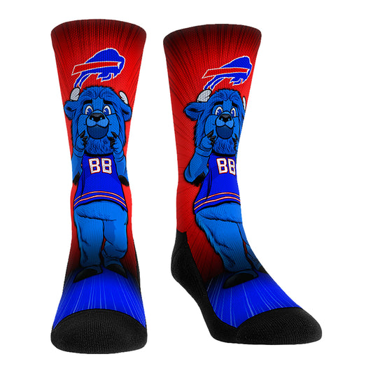 Youth Bills Mascot Pump Socks In Blue & Red - Front View