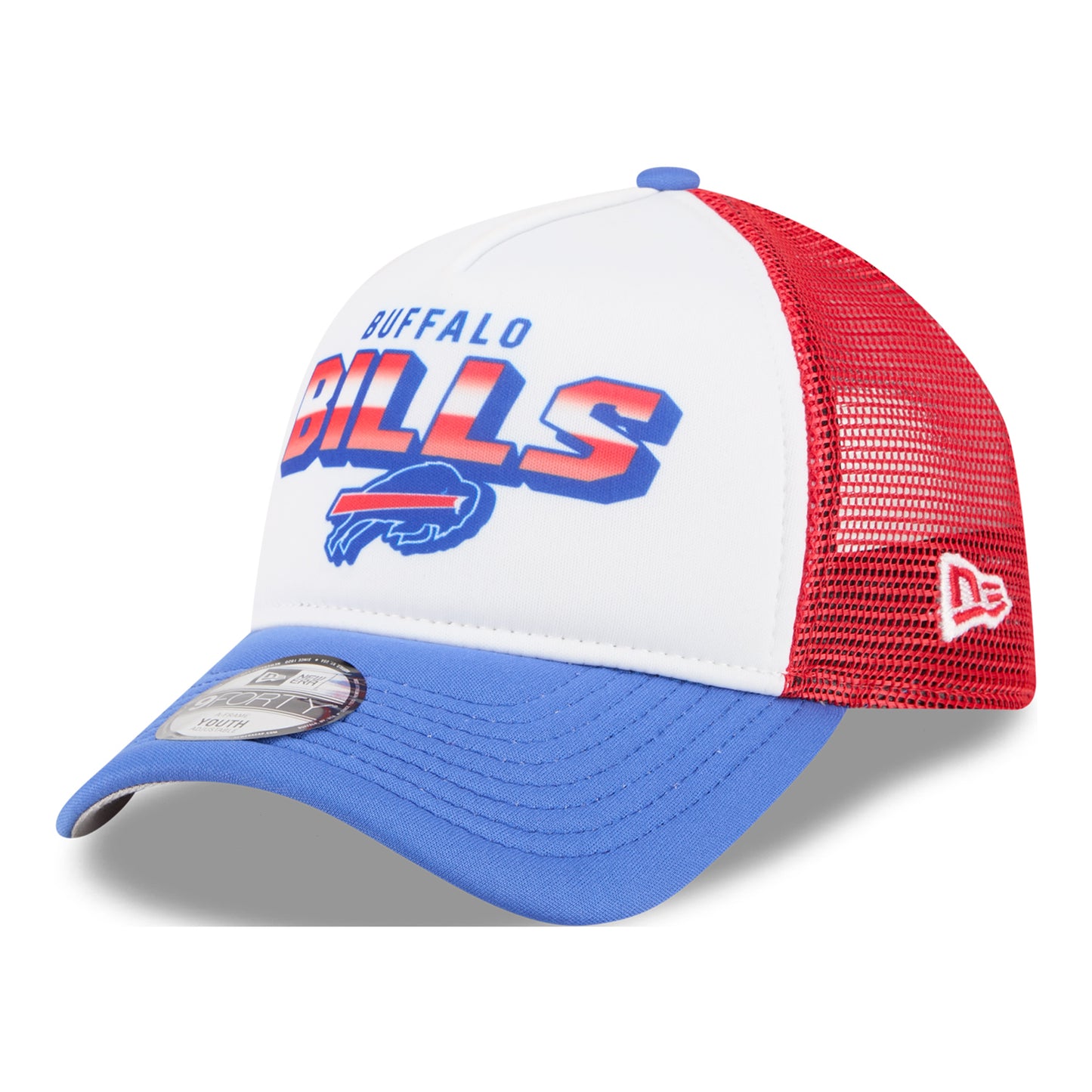 Youth New Era Buffalo Bills 9FORTY Streak Hat In White - Front Side View