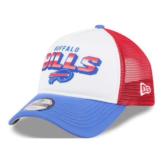 Youth New Era Buffalo Bills 9FORTY Streak Hat In White - Front Side View