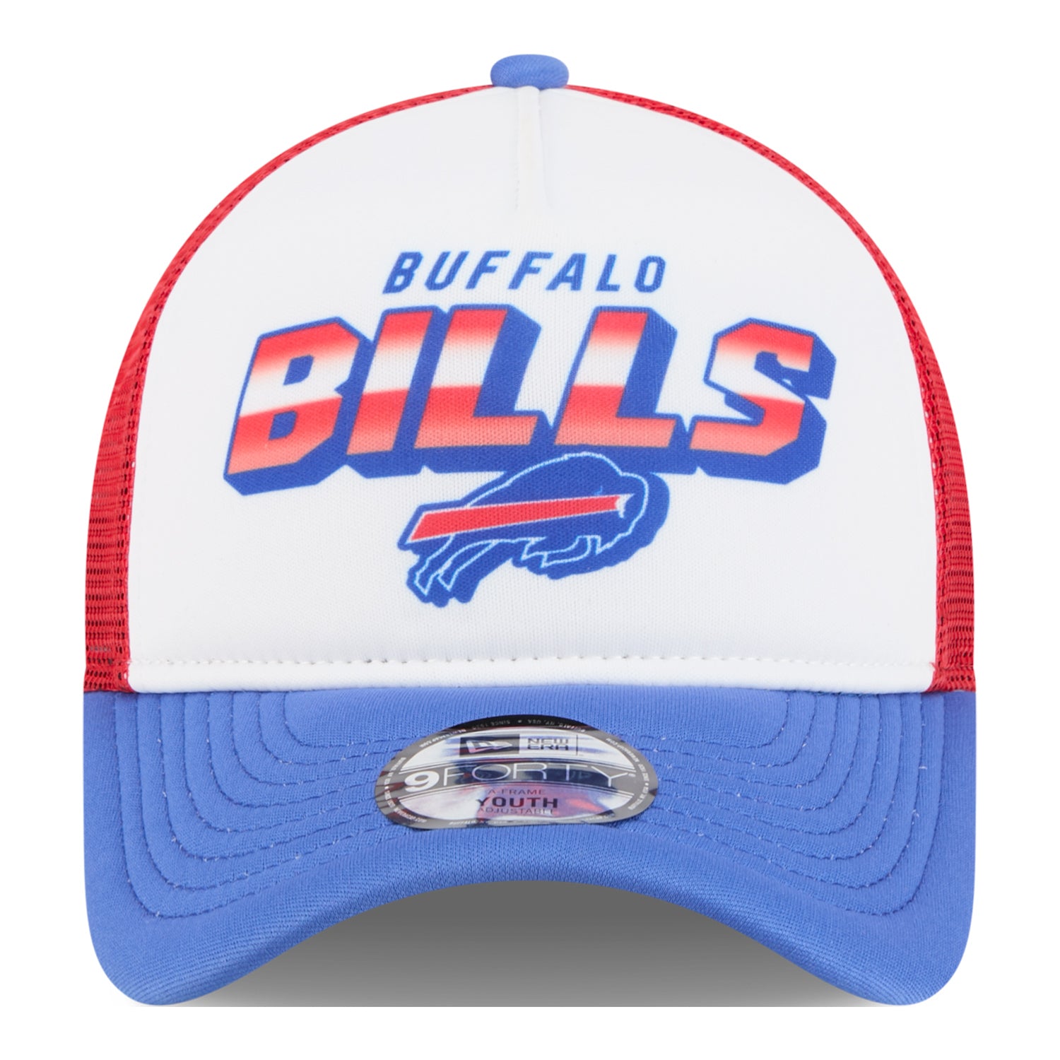 Youth New Era Buffalo Bills 9FORTY Streak Hat In White - Front View