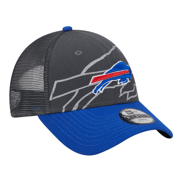 Youth Bills Reflect Adjustable Hat In Black & Blue - Front Right View